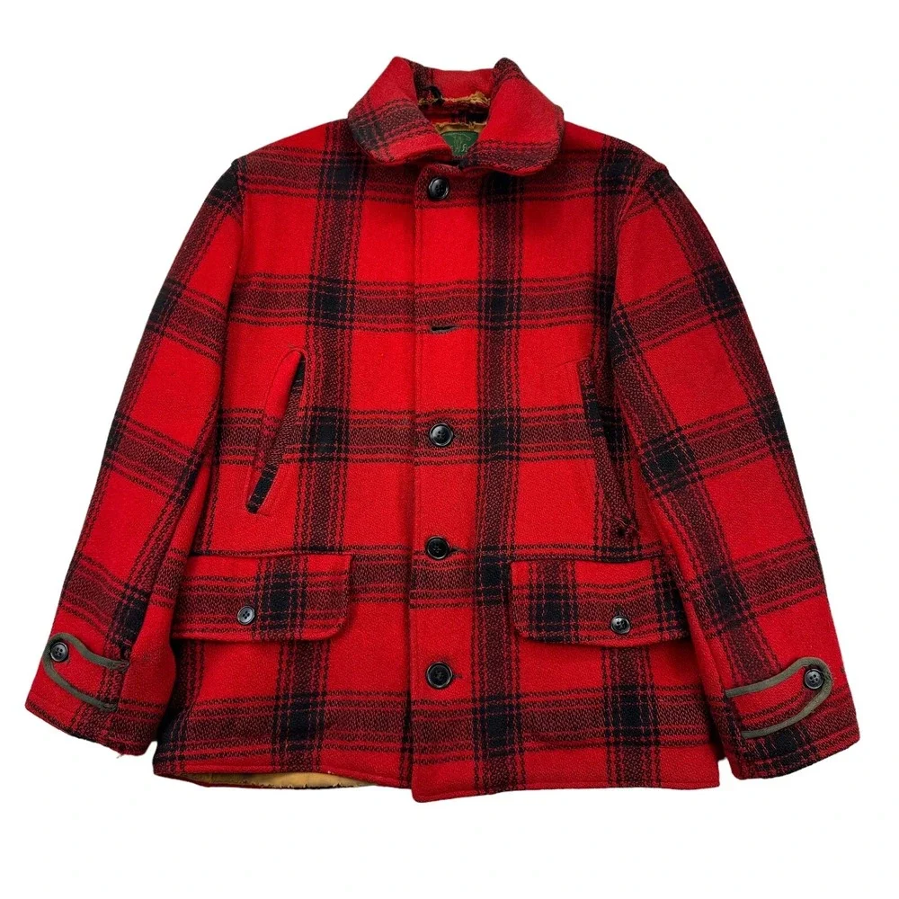 Vintage 50s Western & Field Montgomery Ward Wool Plaid Hunting Jacket - Medium